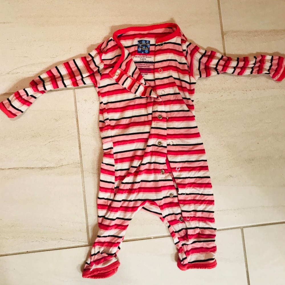 Kickee pants pajama with back flap  pink red